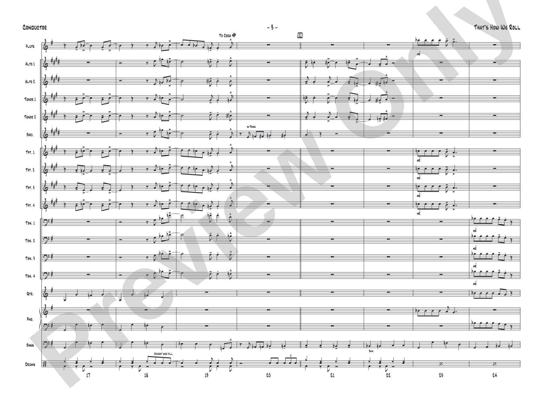 That's How We Roll: Jazz Ensemble Conductor Score & Parts