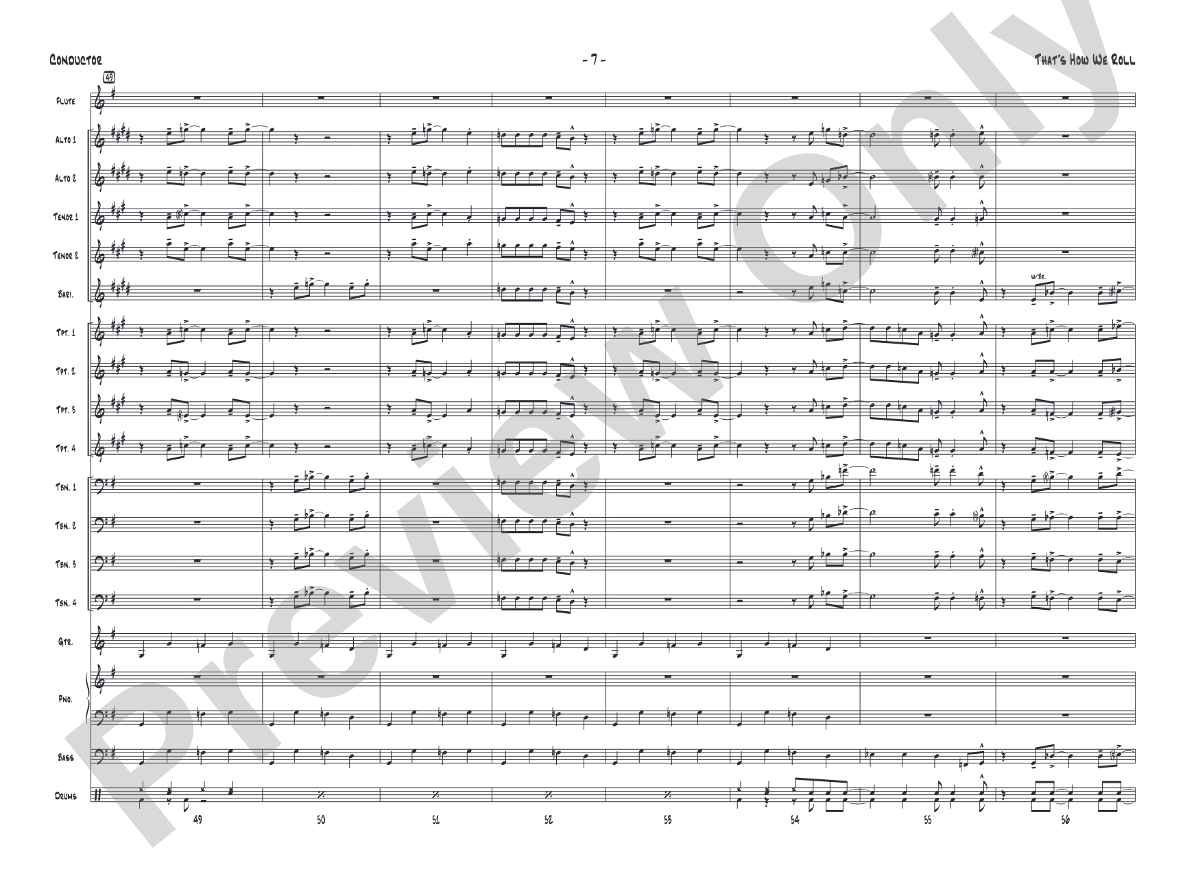 That's How We Roll: Jazz Ensemble Conductor Score & Parts