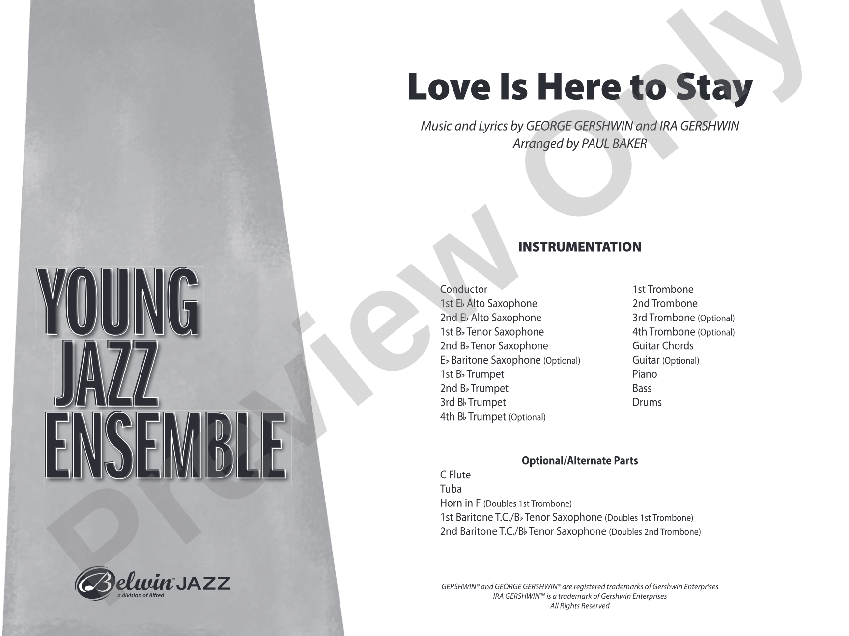 Love Is Here to Stay: Jazz Ensemble Conductor Score & Parts