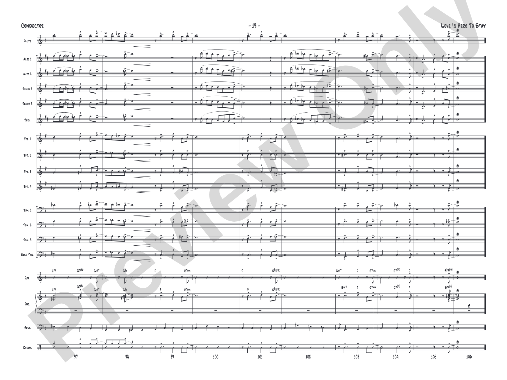 Love Is Here to Stay: Jazz Ensemble Conductor Score & Parts
