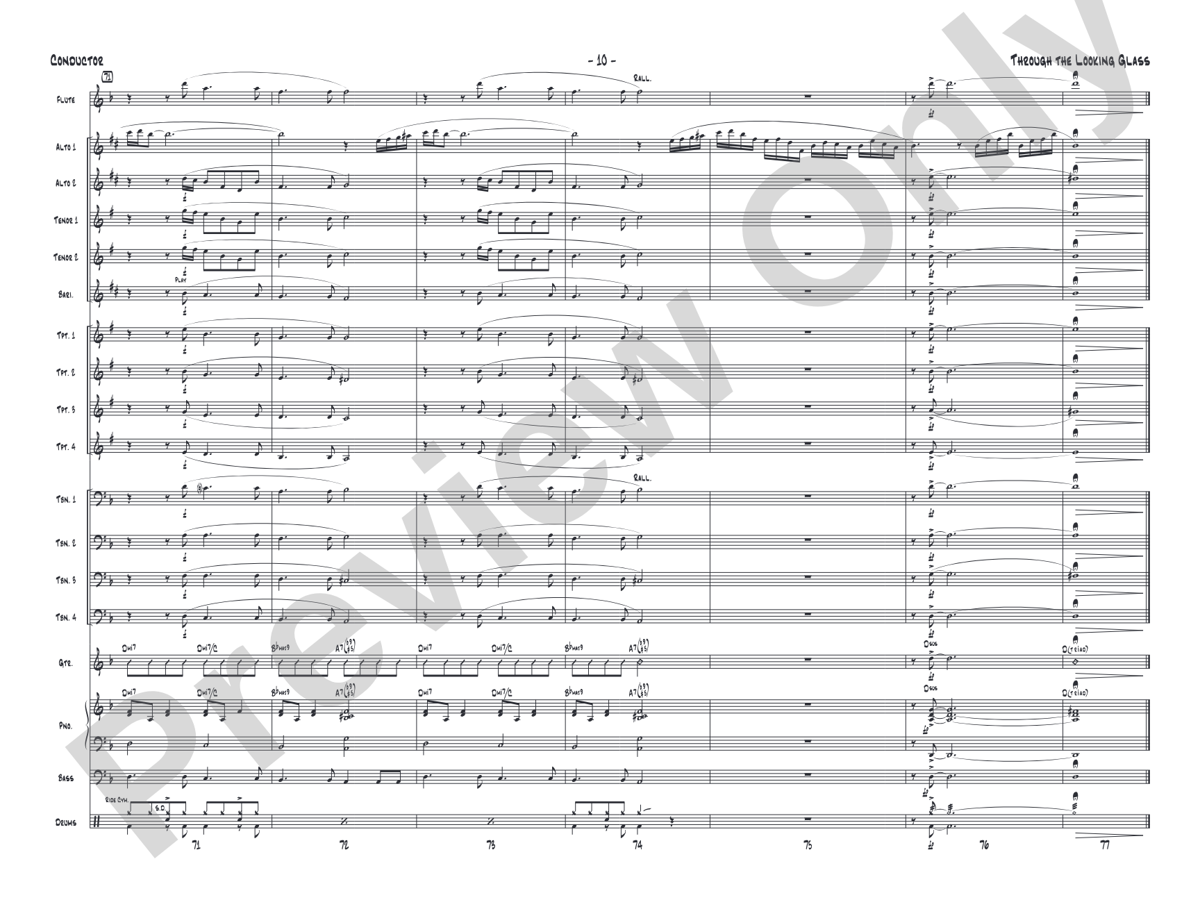 Through the Looking Glass: Jazz Ensemble Conductor Score & Parts