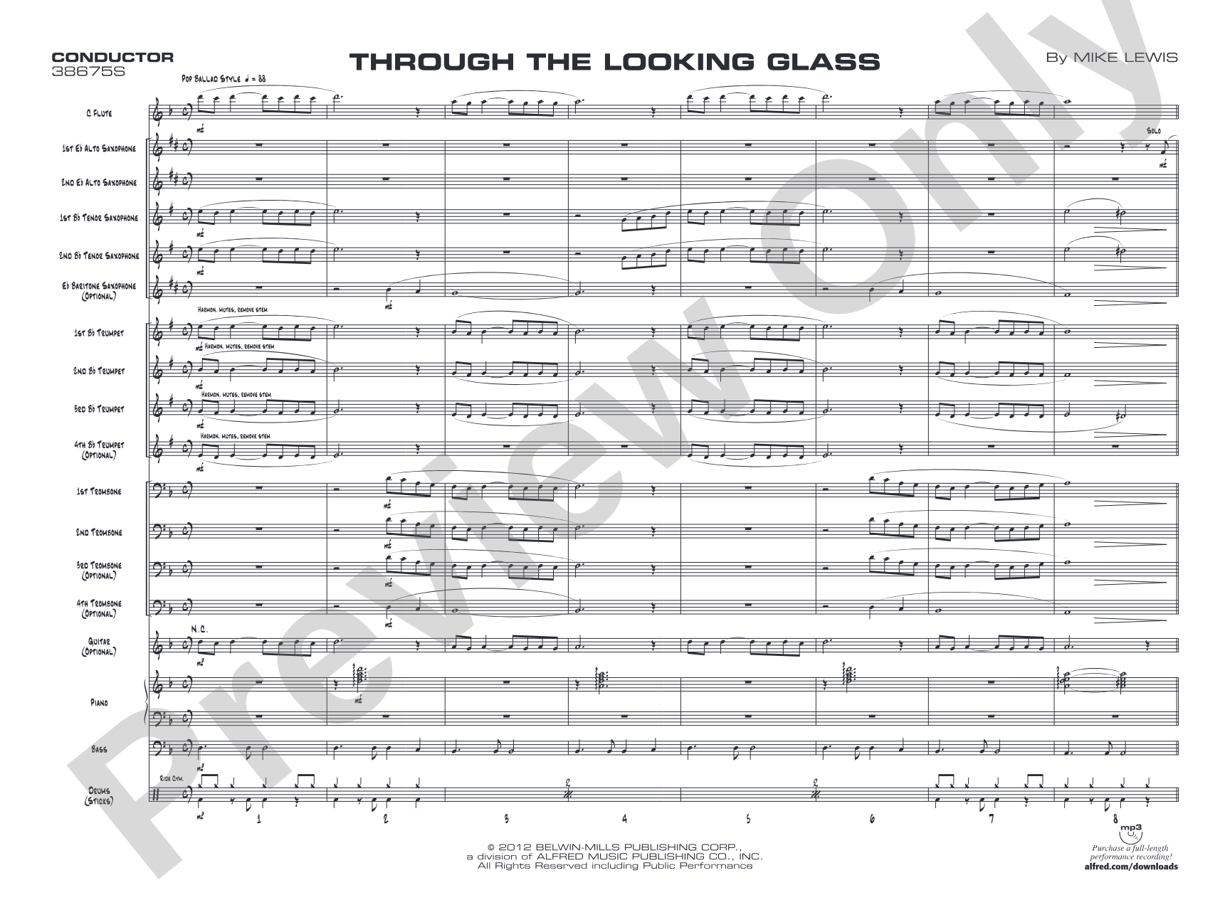 Through the Looking Glass: Jazz Ensemble Conductor Score & Parts