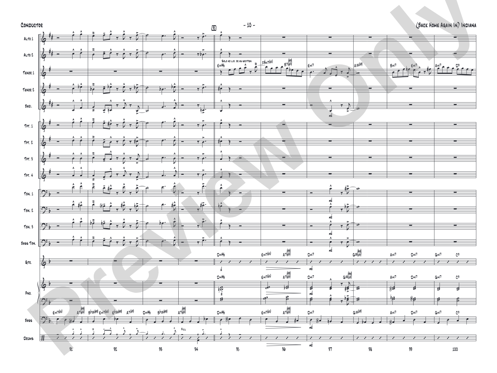 (Back Home Again In) Indiana: Score