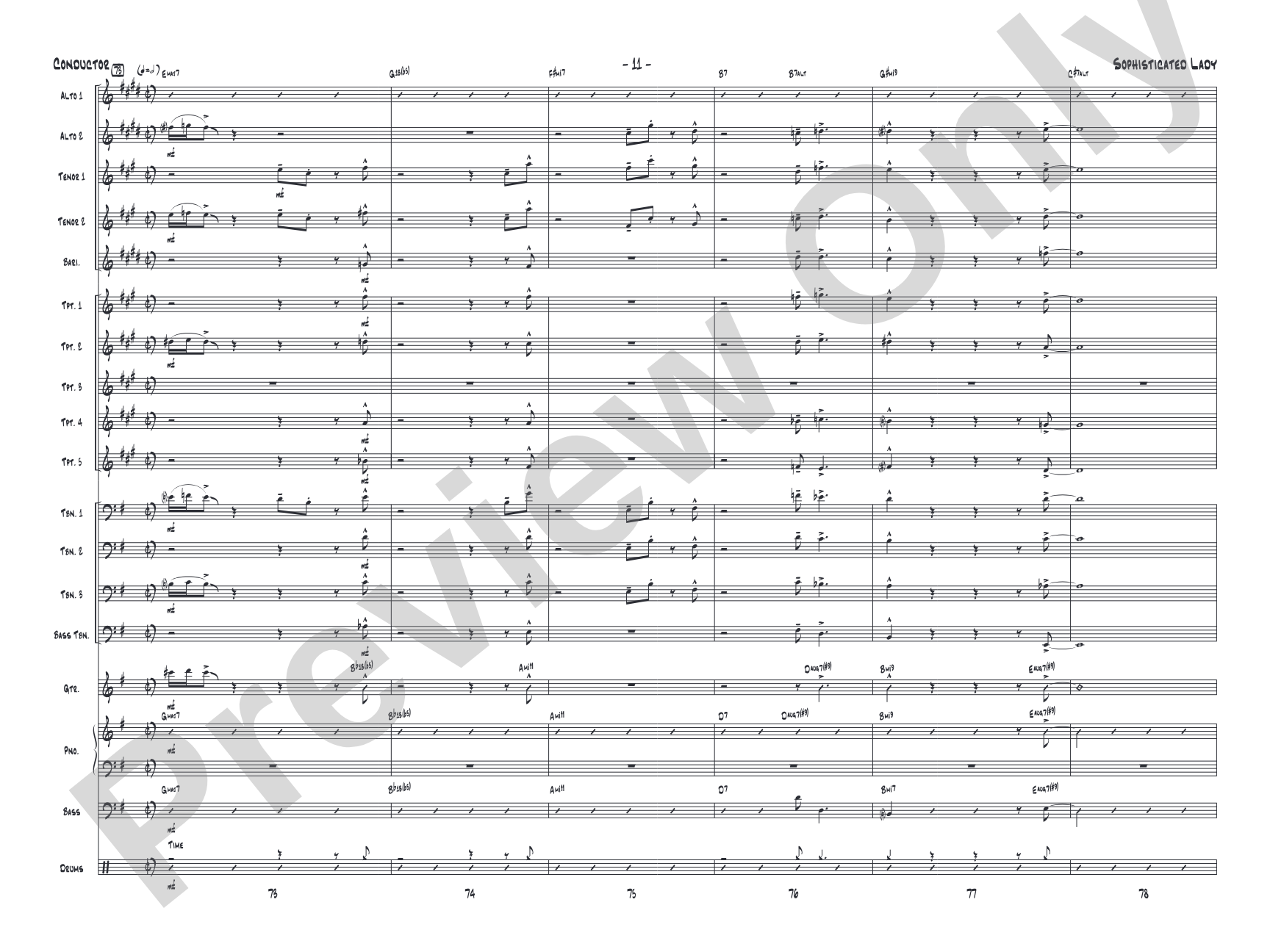Sophisticated Lady: Jazz Ensemble Conductor Score & Parts