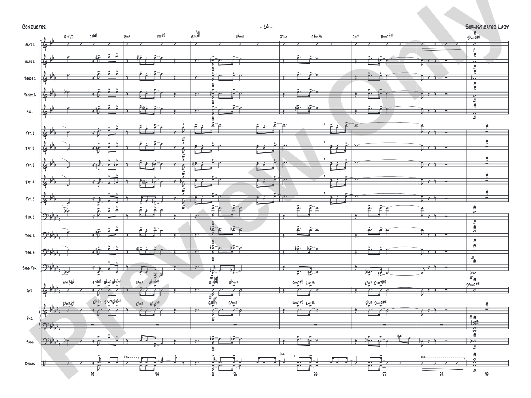 Sophisticated Lady: Jazz Ensemble Conductor Score & Parts