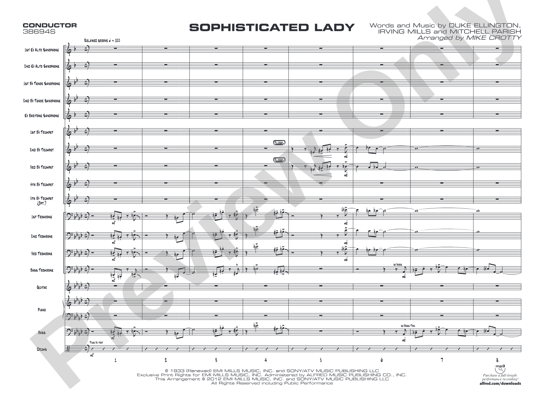 Sophisticated Lady: Jazz Ensemble Conductor Score & Parts