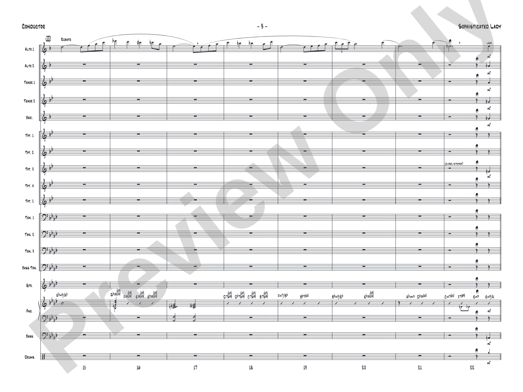 Sophisticated Lady: Jazz Ensemble Conductor Score & Parts