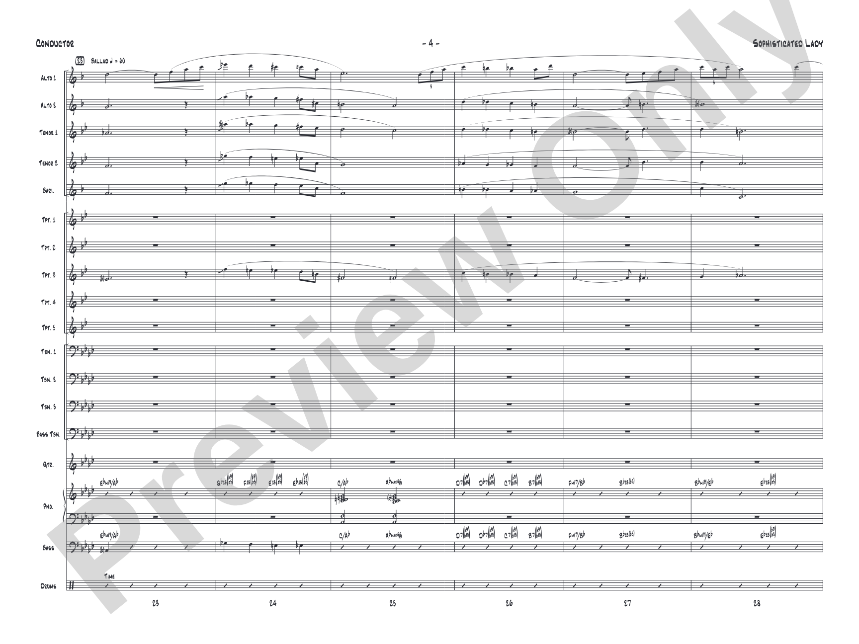 Sophisticated Lady: Jazz Ensemble Conductor Score & Parts