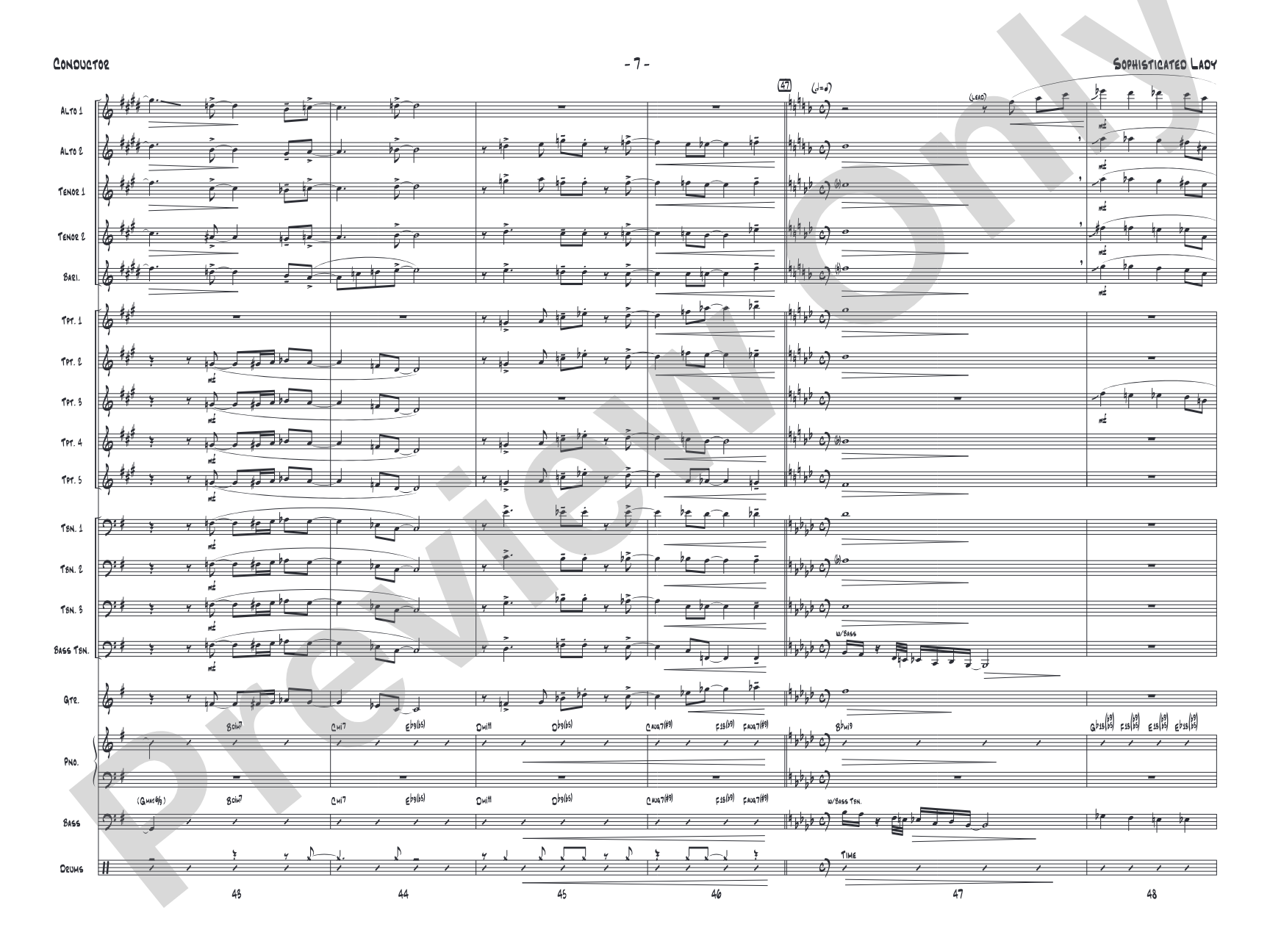 Sophisticated Lady: Jazz Ensemble Conductor Score & Parts