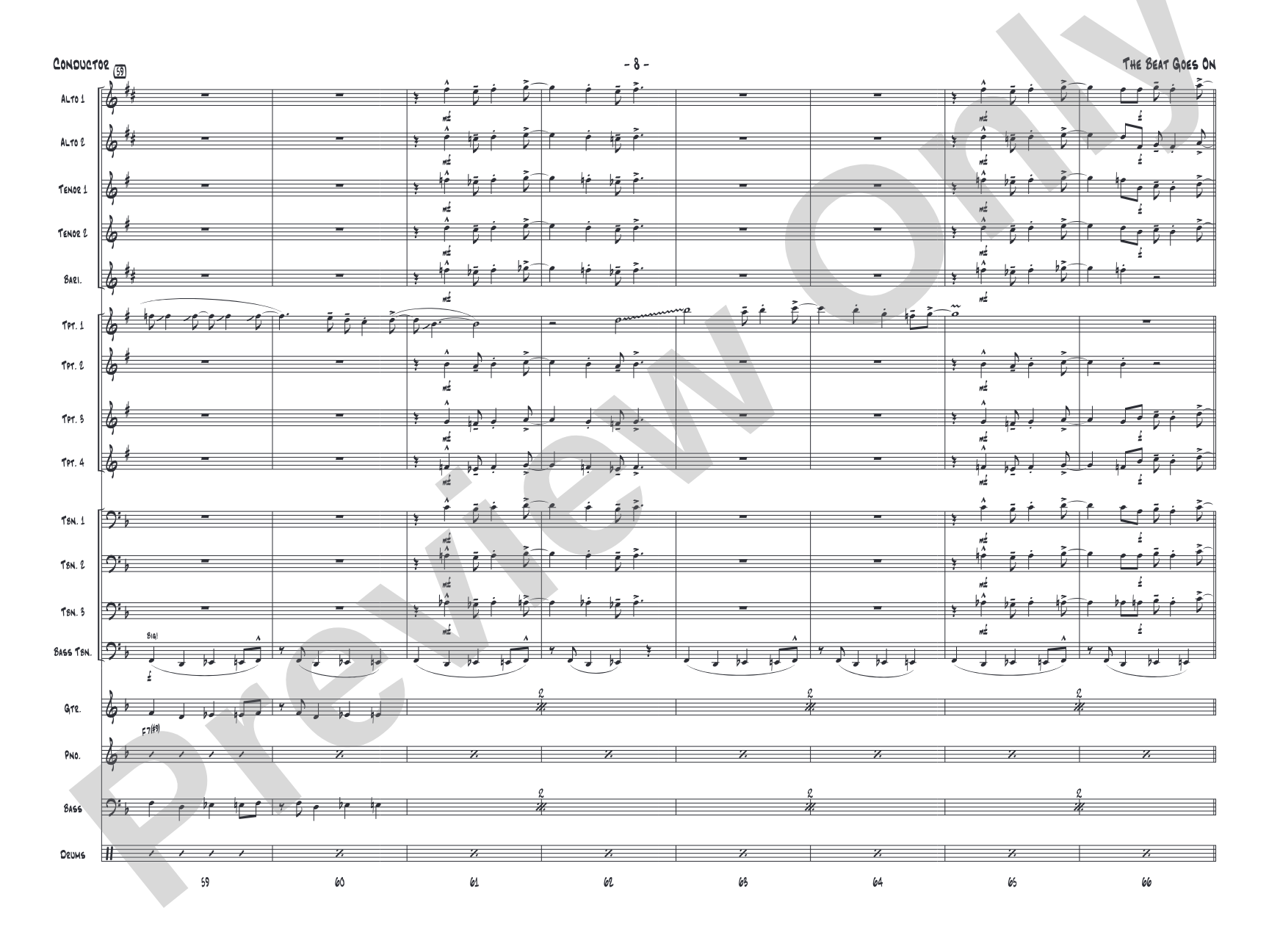 The Beat Goes On: Jazz Ensemble Conductor Score & Parts