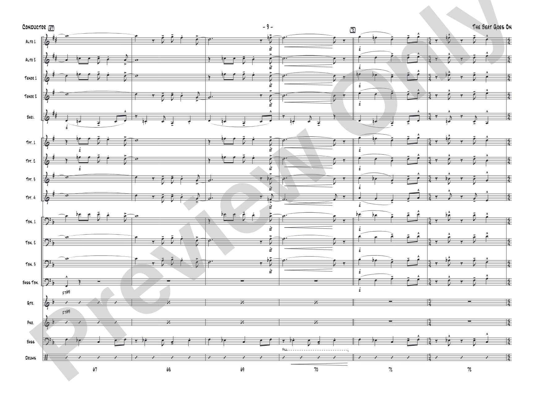 The Beat Goes On: Jazz Ensemble Conductor Score & Parts