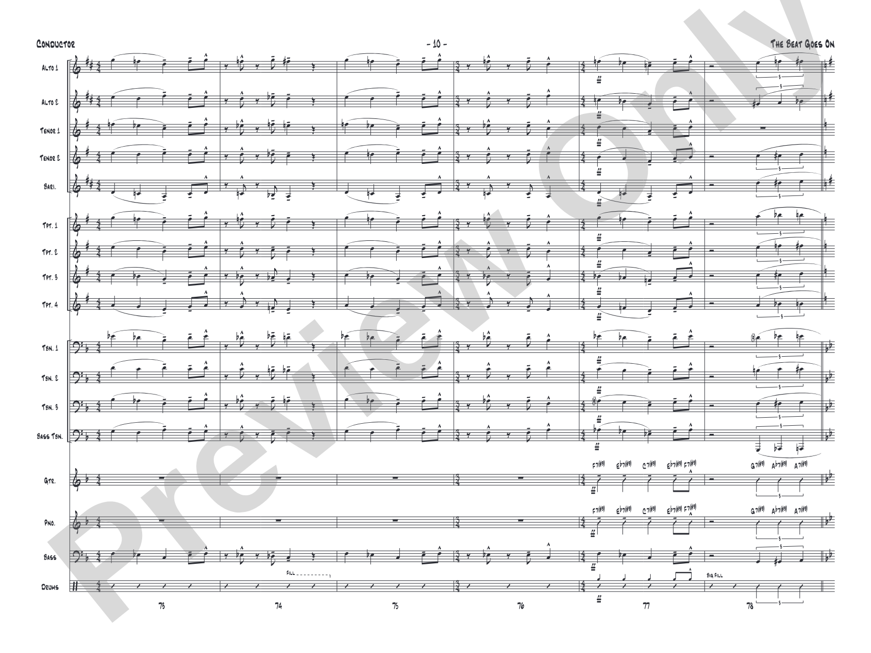 The Beat Goes On: Jazz Ensemble Conductor Score & Parts