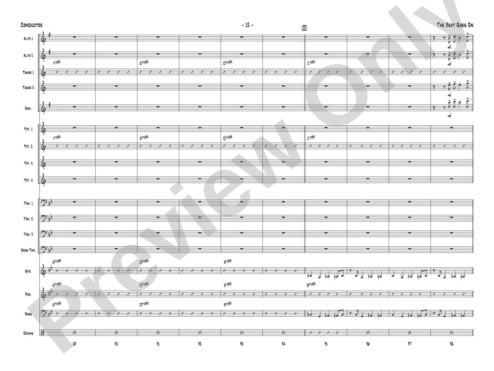 The Beat Goes On: Jazz Ensemble Conductor Score & Parts