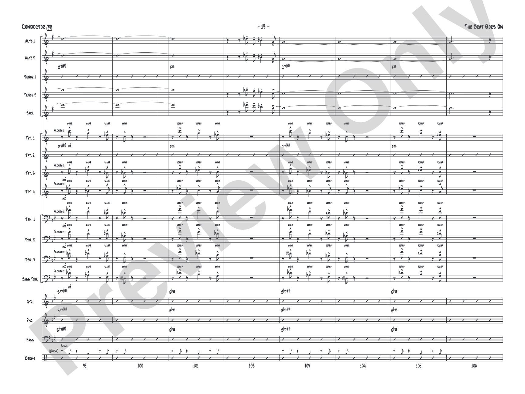 The Beat Goes On: Jazz Ensemble Conductor Score & Parts