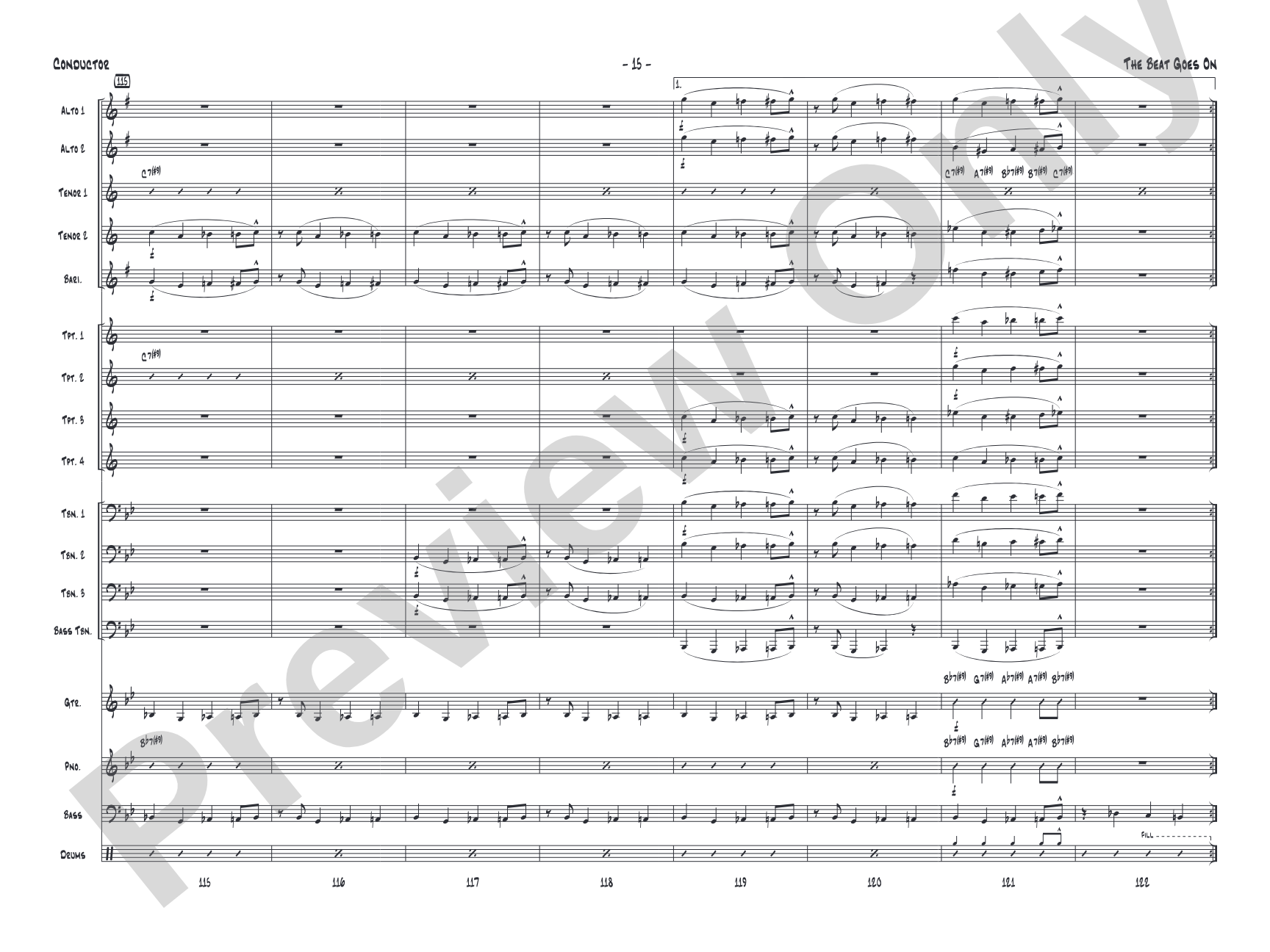 The Beat Goes On: Jazz Ensemble Conductor Score & Parts