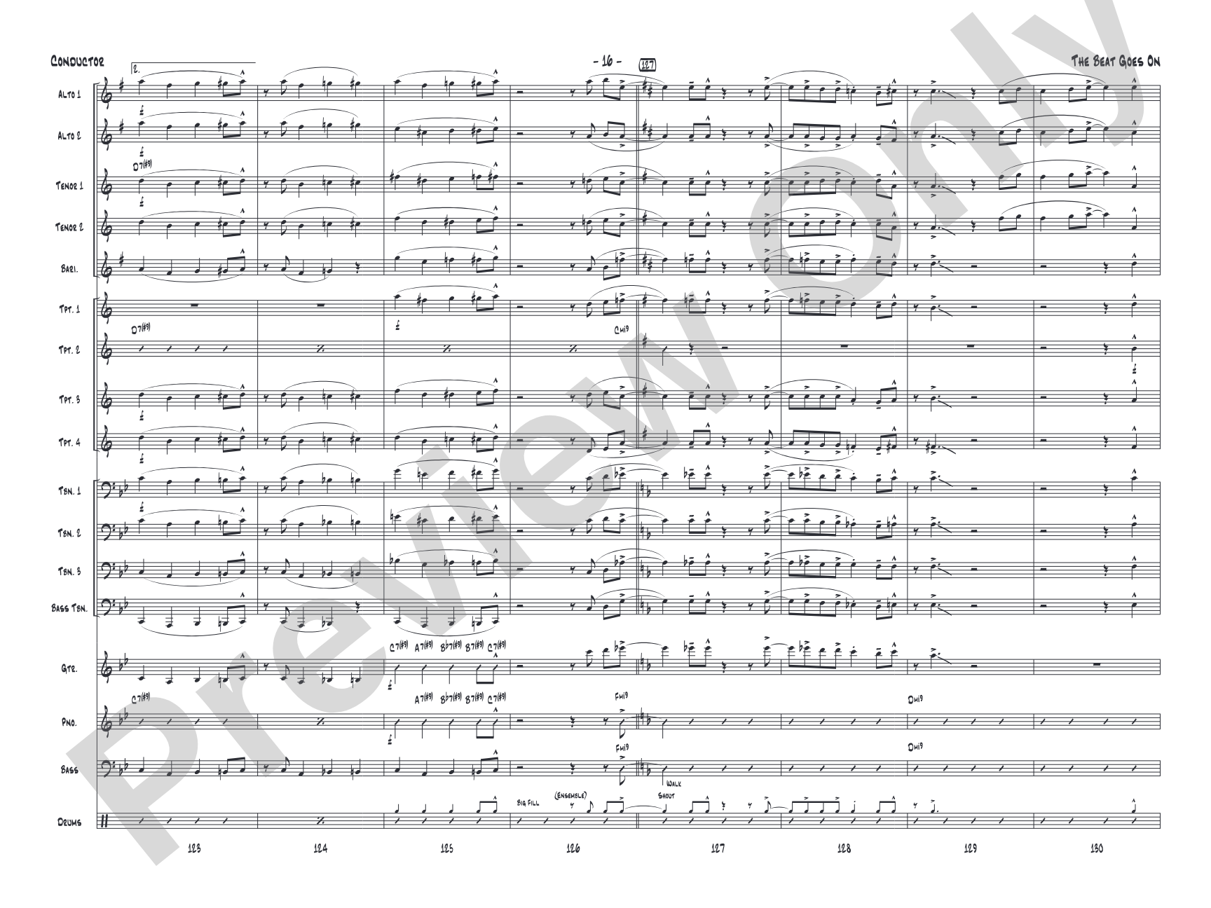 The Beat Goes On: Jazz Ensemble Conductor Score & Parts