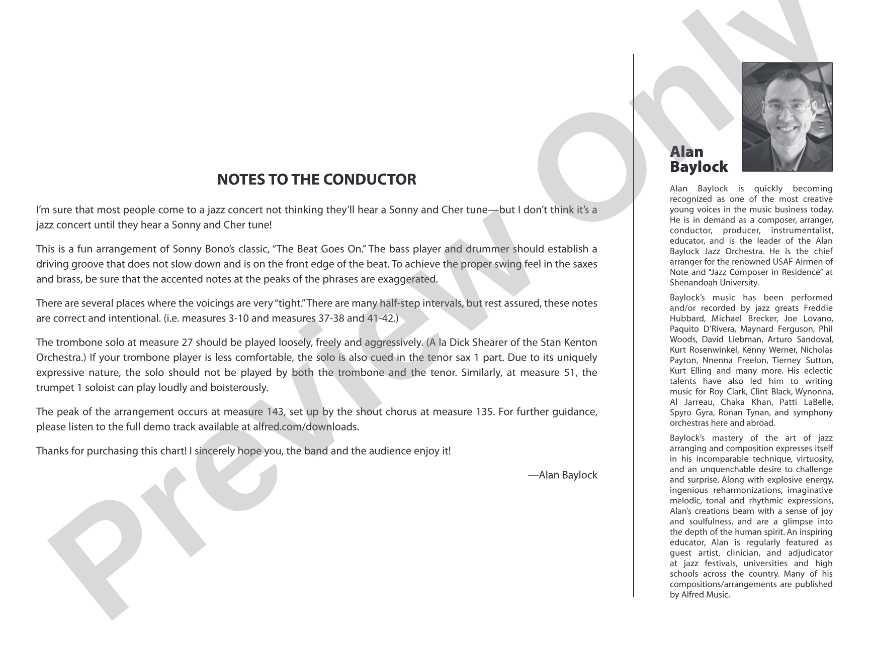 The Beat Goes On: Jazz Ensemble Conductor Score & Parts