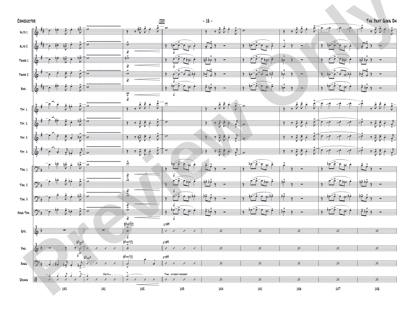 The Beat Goes On: Jazz Ensemble Conductor Score & Parts