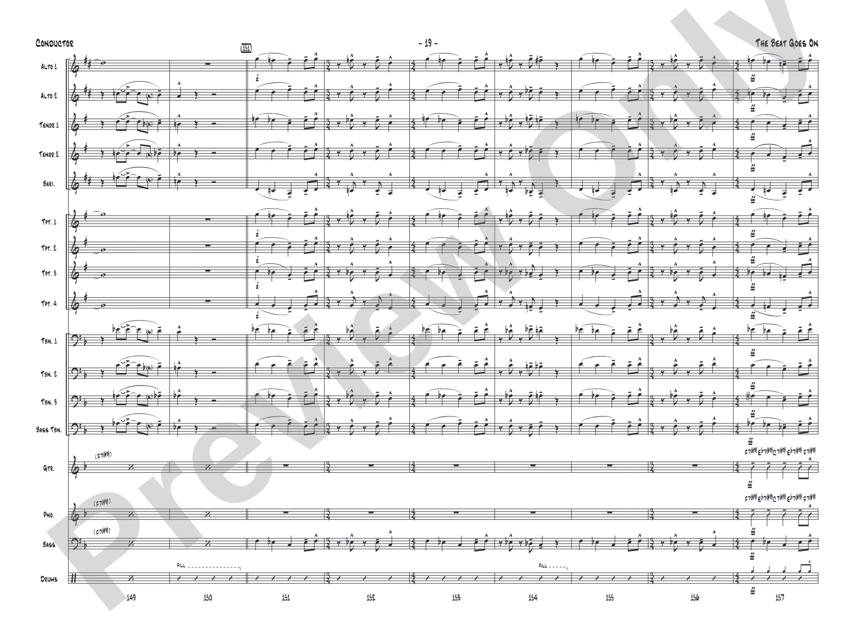 The Beat Goes On: Jazz Ensemble Conductor Score & Parts