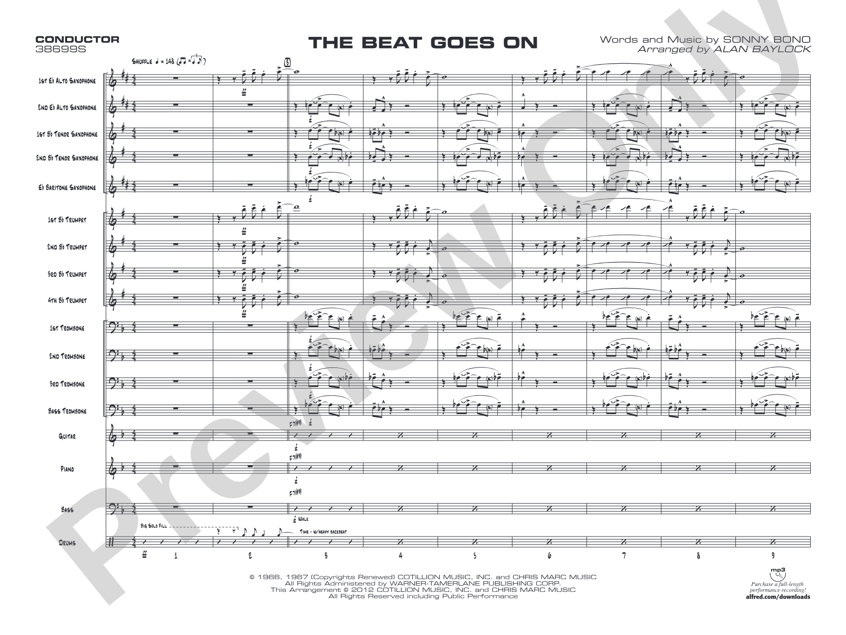 The Beat Goes On: Jazz Ensemble Conductor Score & Parts