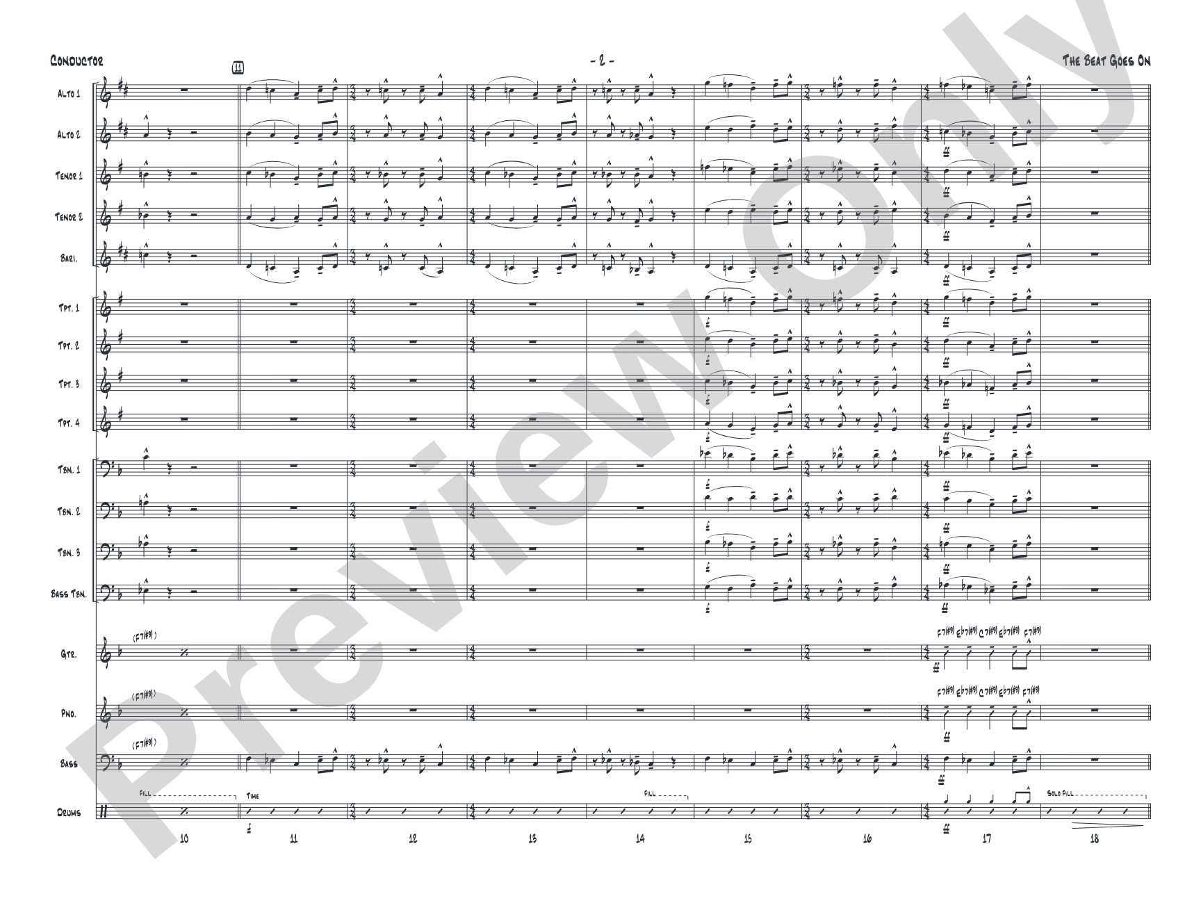 The Beat Goes On: Jazz Ensemble Conductor Score & Parts