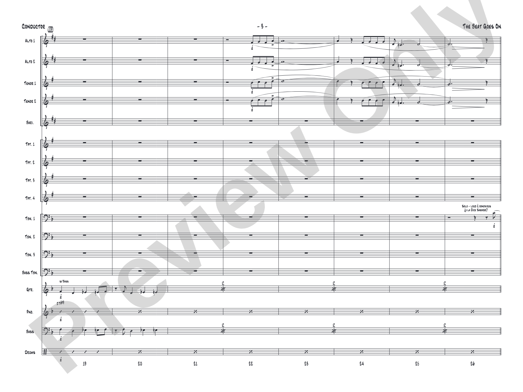 The Beat Goes On: Jazz Ensemble Conductor Score & Parts