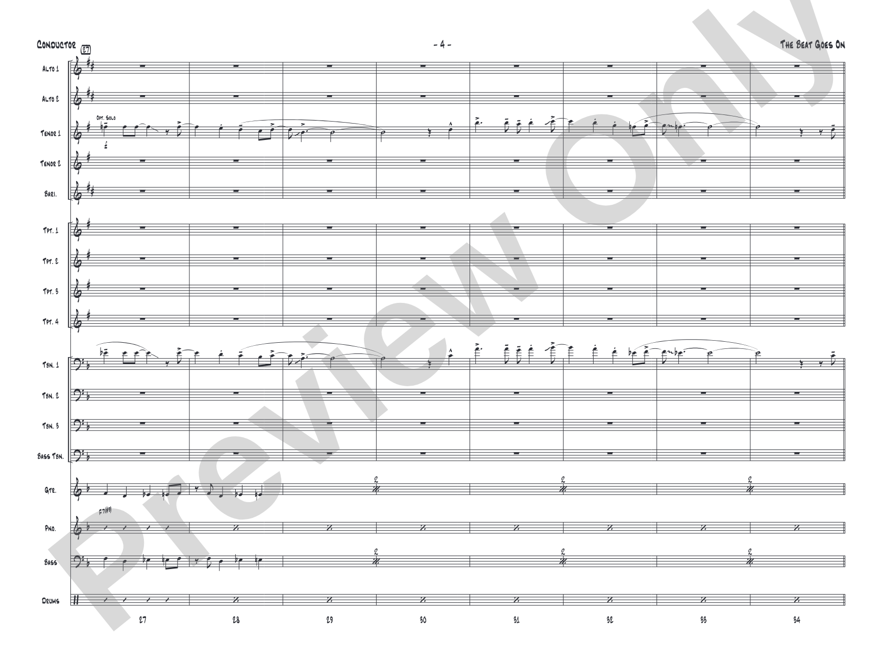 The Beat Goes On: Jazz Ensemble Conductor Score & Parts