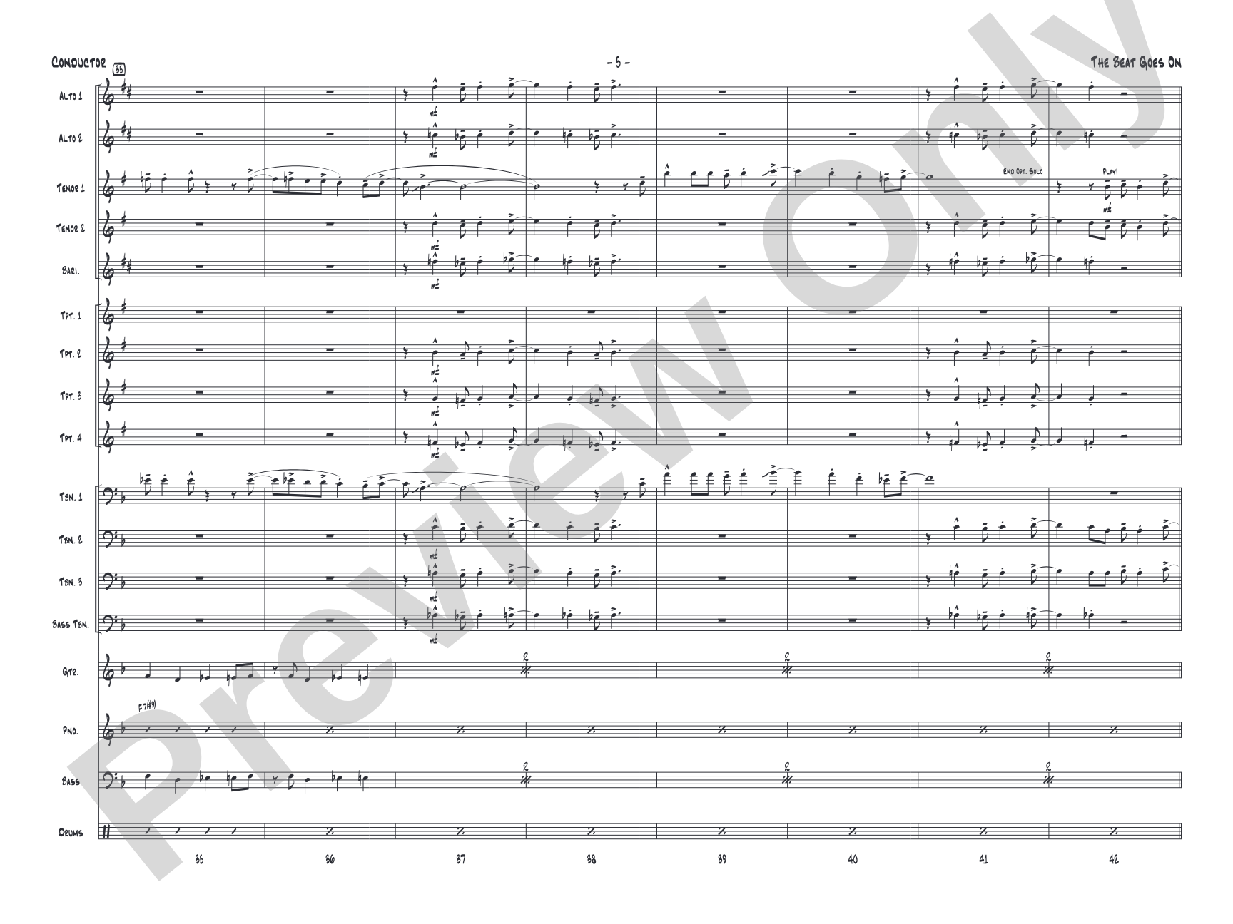 The Beat Goes On: Jazz Ensemble Conductor Score & Parts