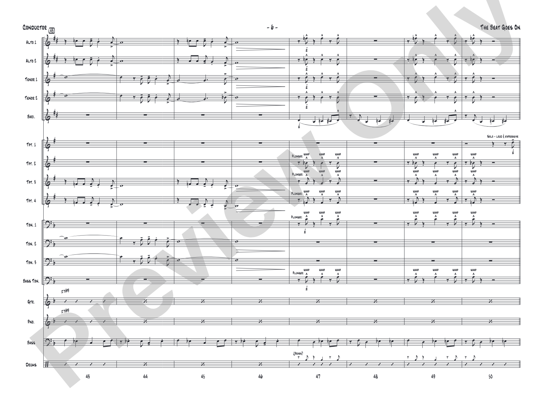 The Beat Goes On: Jazz Ensemble Conductor Score & Parts