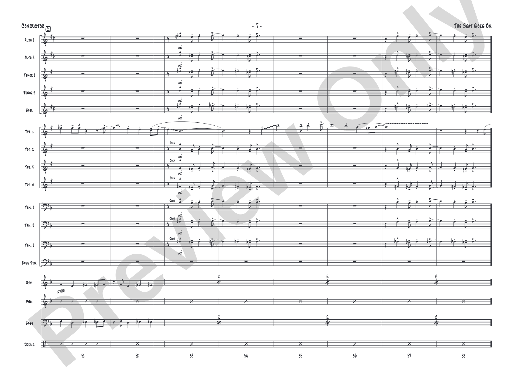 The Beat Goes On: Jazz Ensemble Conductor Score & Parts
