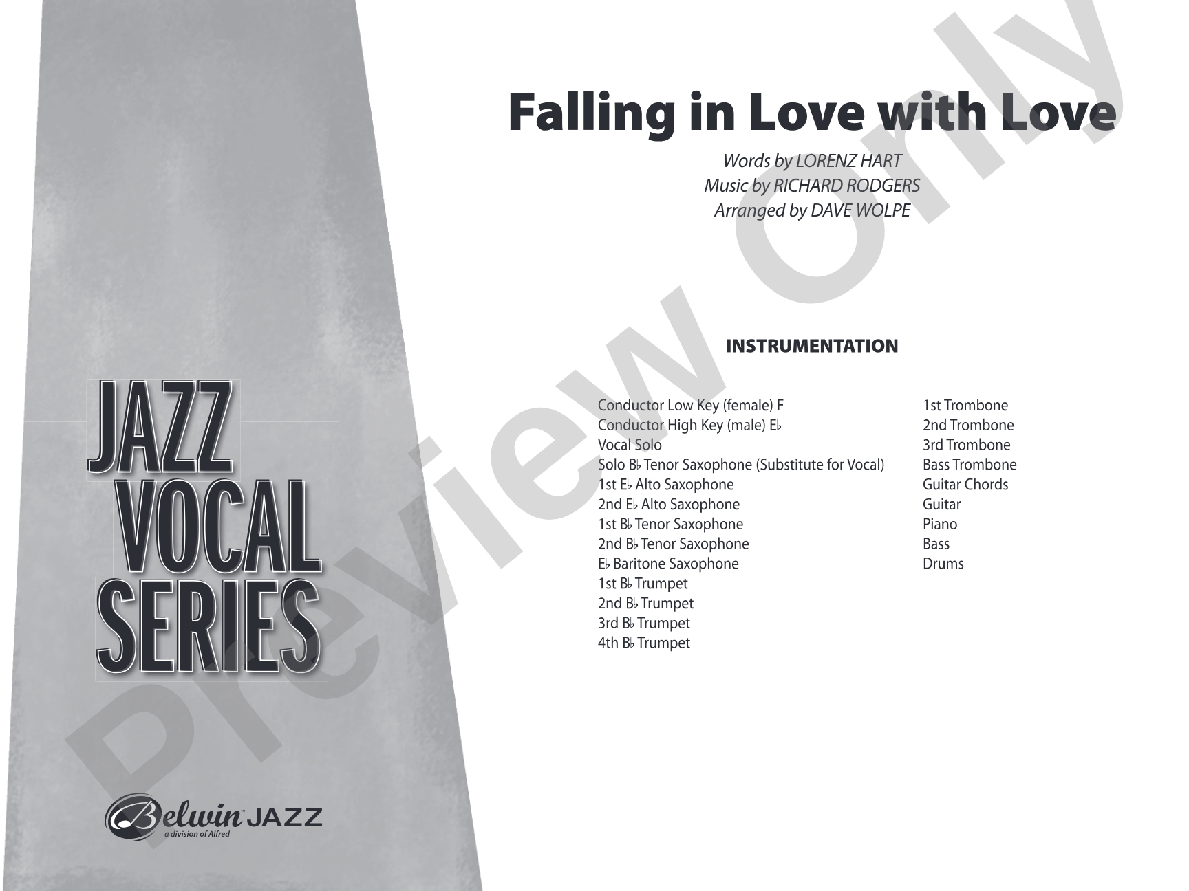 Falling in Love with Love: Vocal Solo with Jazz Ensemble Conductor Score & Parts