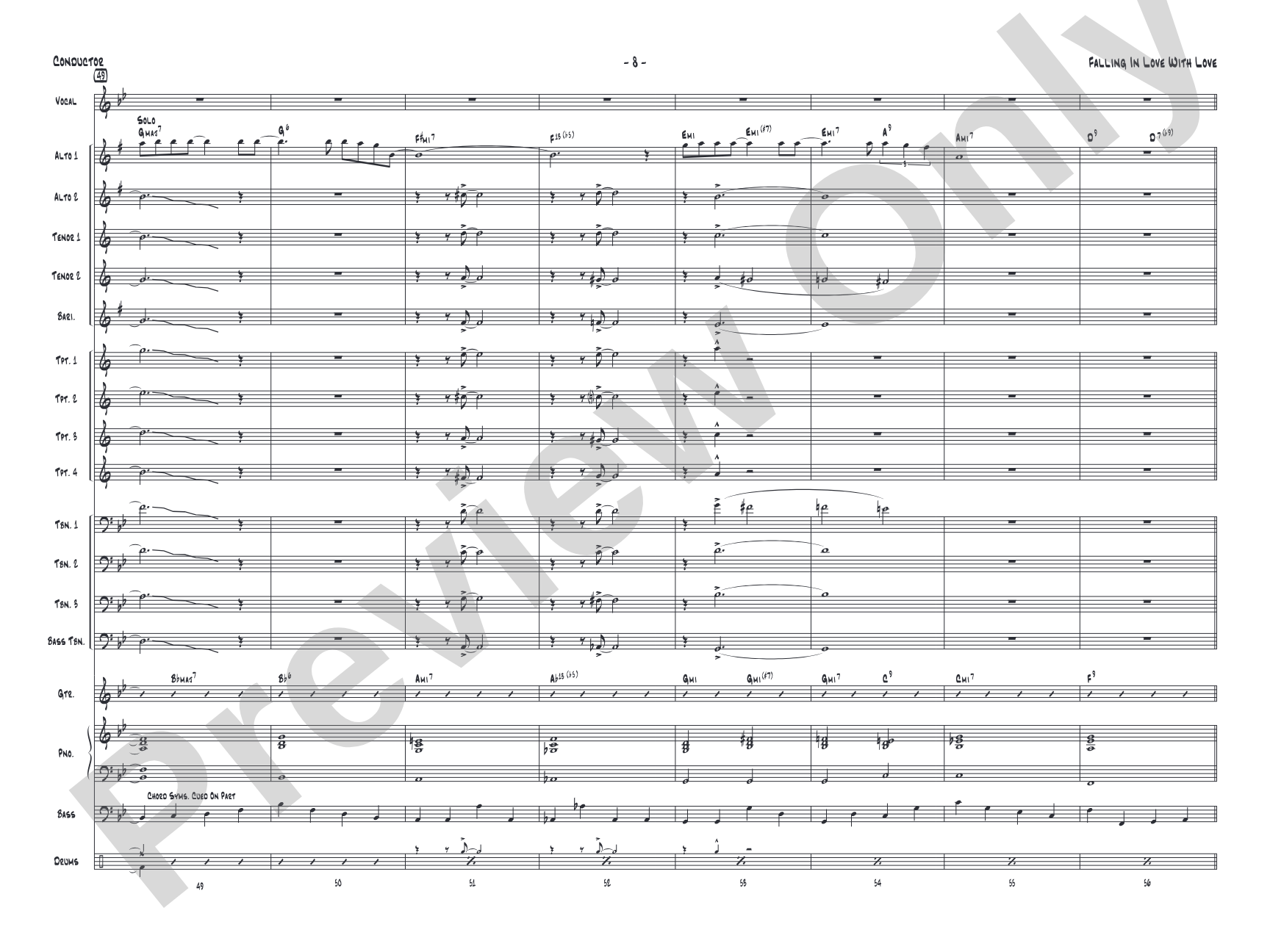Falling in Love with Love: Vocal Solo with Jazz Ensemble Conductor Score & Parts