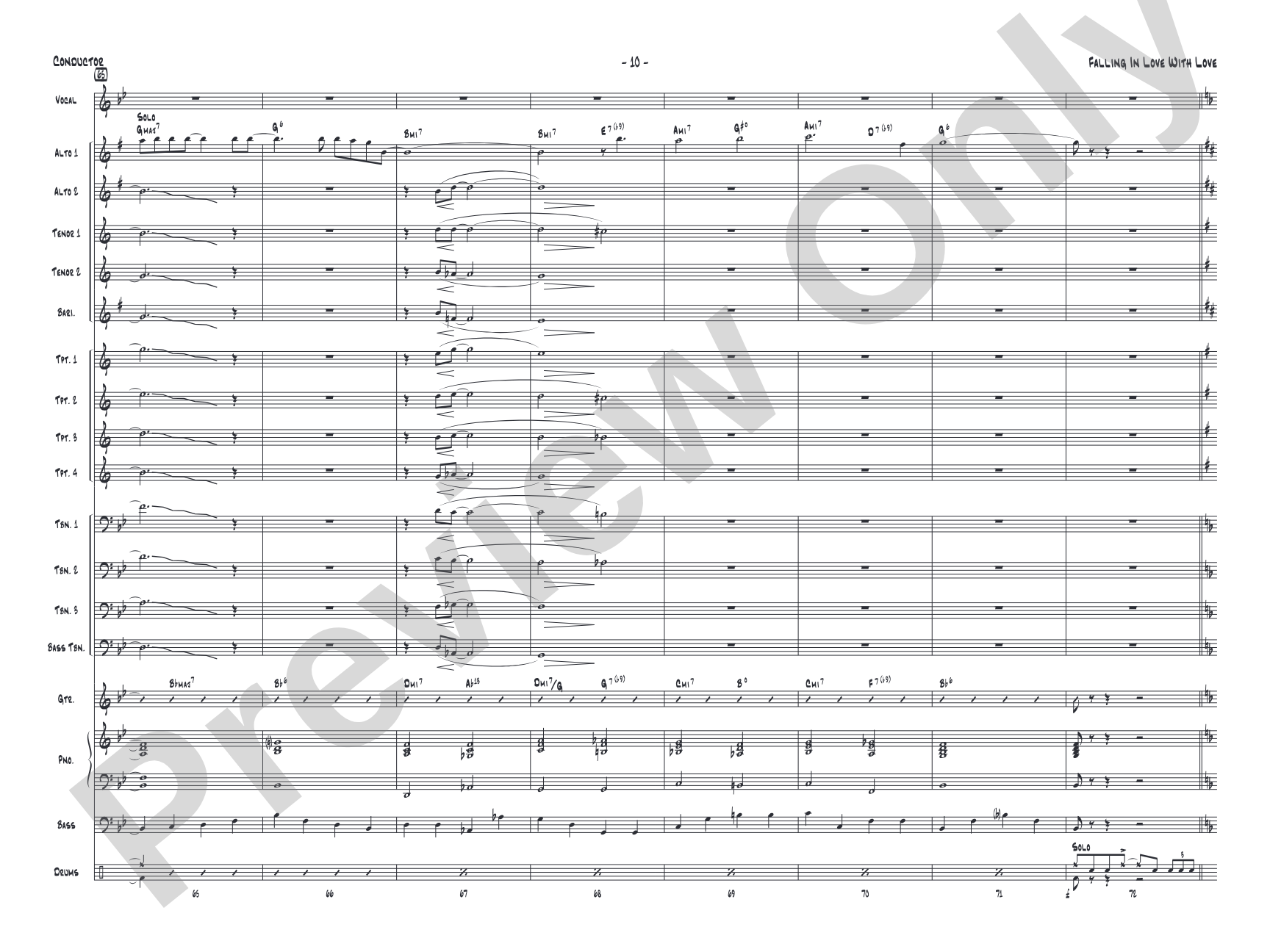 Falling in Love with Love: Vocal Solo with Jazz Ensemble Conductor Score & Parts
