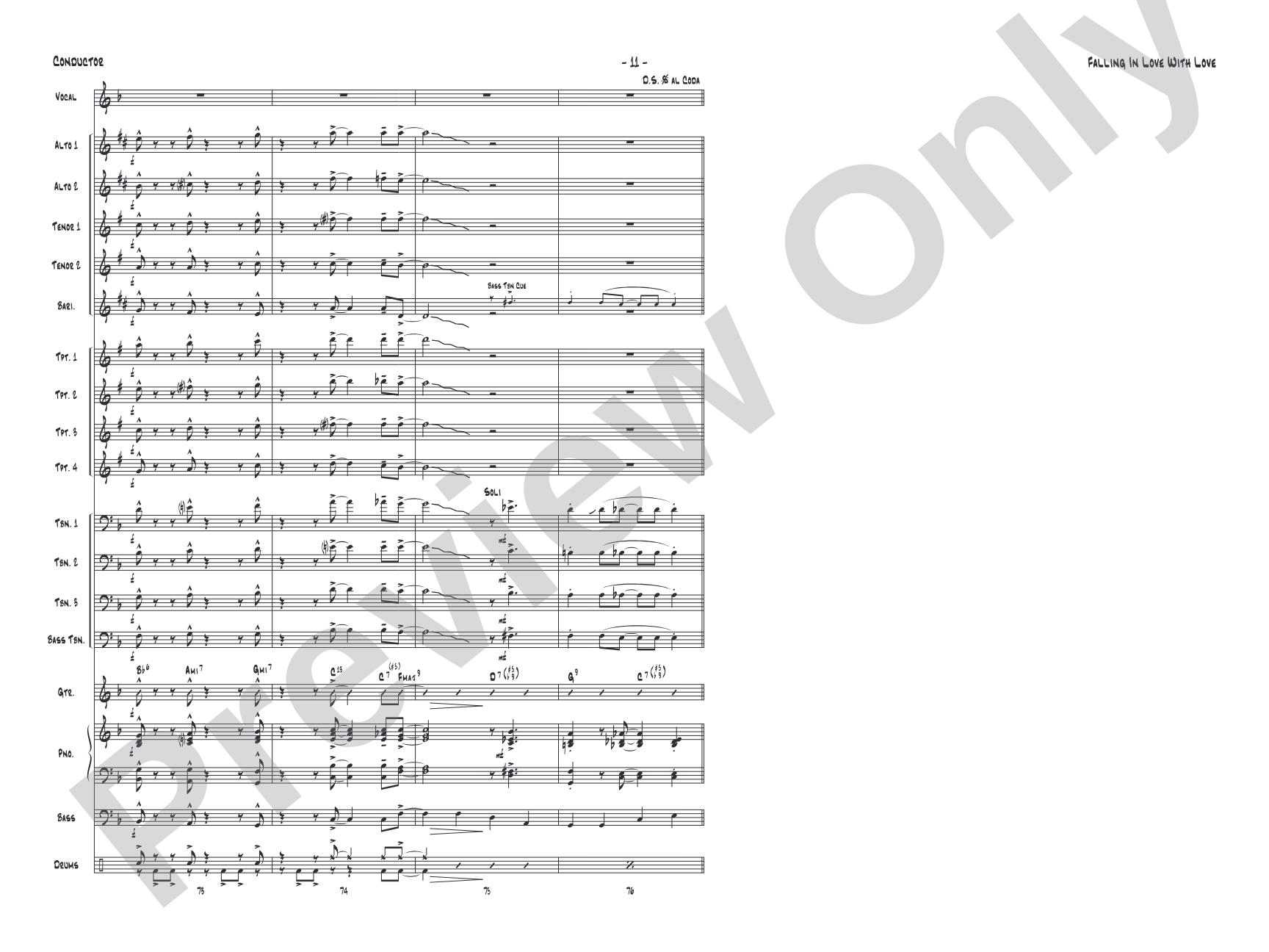 Falling in Love with Love: Vocal Solo with Jazz Ensemble Conductor Score & Parts