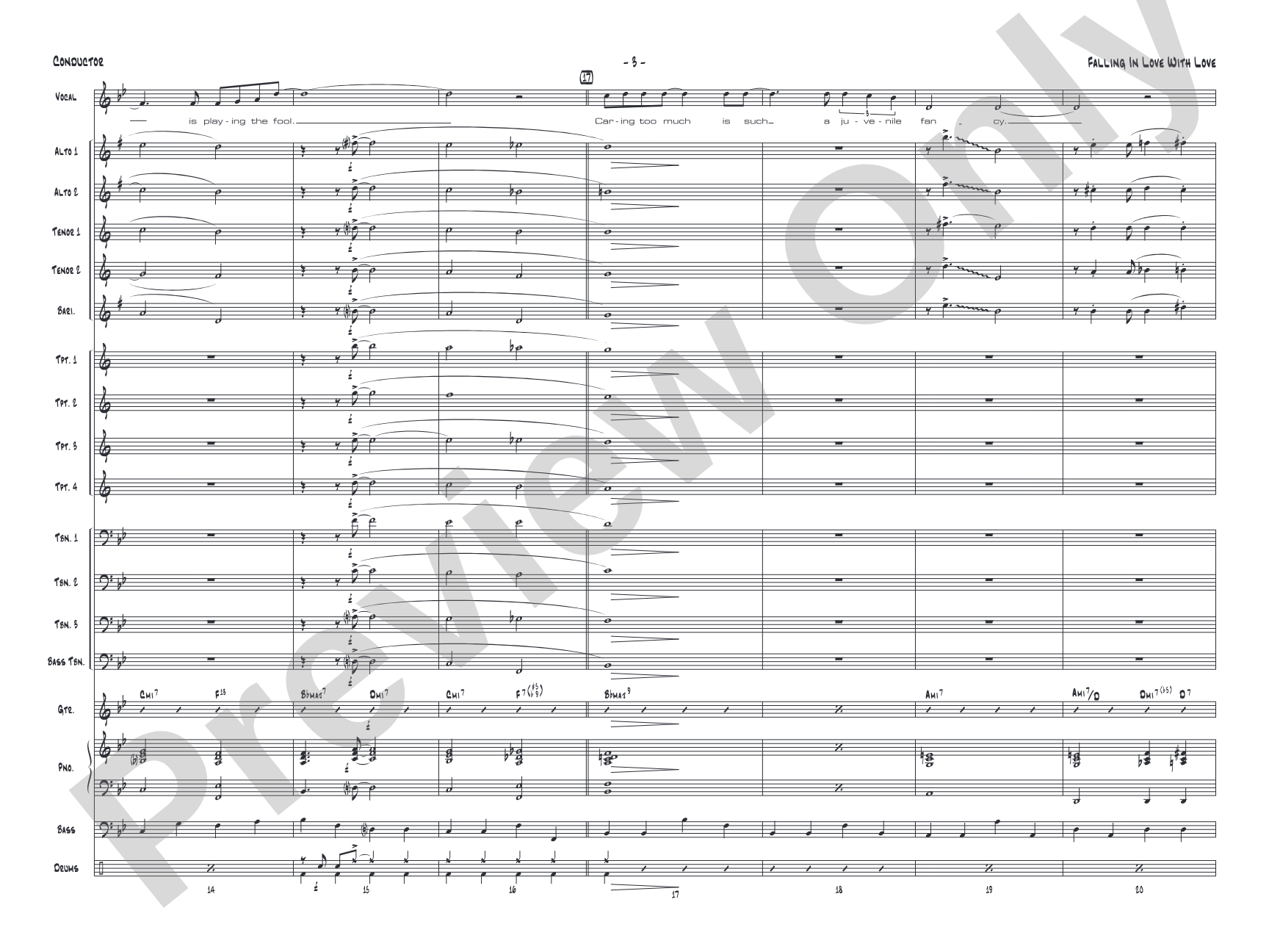 Falling in Love with Love: Vocal Solo with Jazz Ensemble Conductor Score & Parts