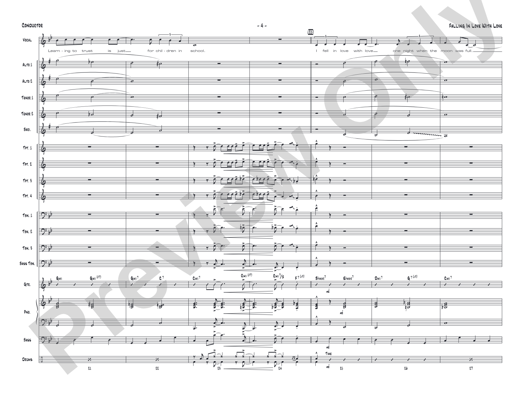 Falling in Love with Love: Vocal Solo with Jazz Ensemble Conductor Score & Parts