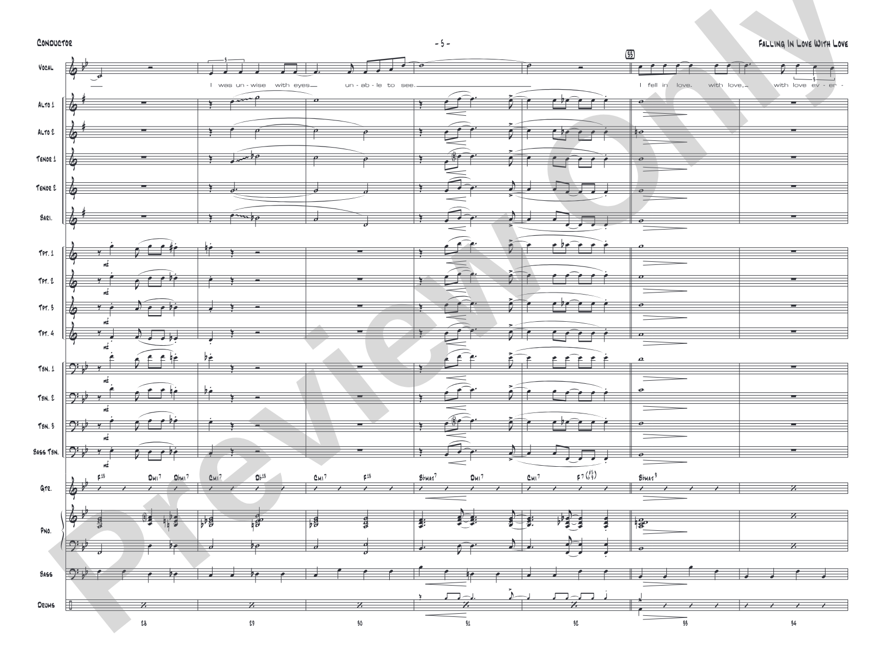 Falling in Love with Love: Vocal Solo with Jazz Ensemble Conductor Score & Parts