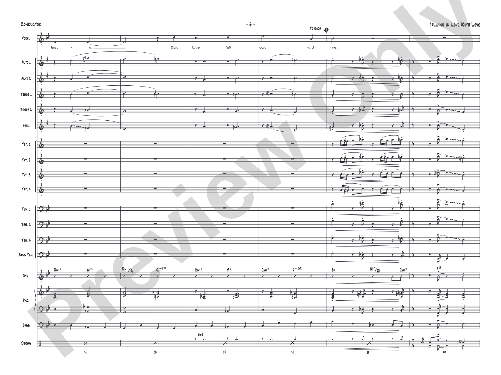 Falling in Love with Love: Vocal Solo with Jazz Ensemble Conductor Score & Parts