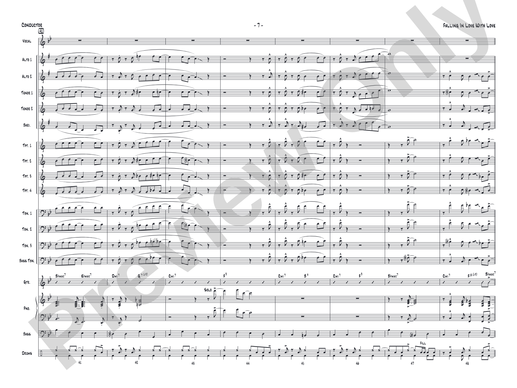 Falling in Love with Love: Vocal Solo with Jazz Ensemble Conductor Score & Parts