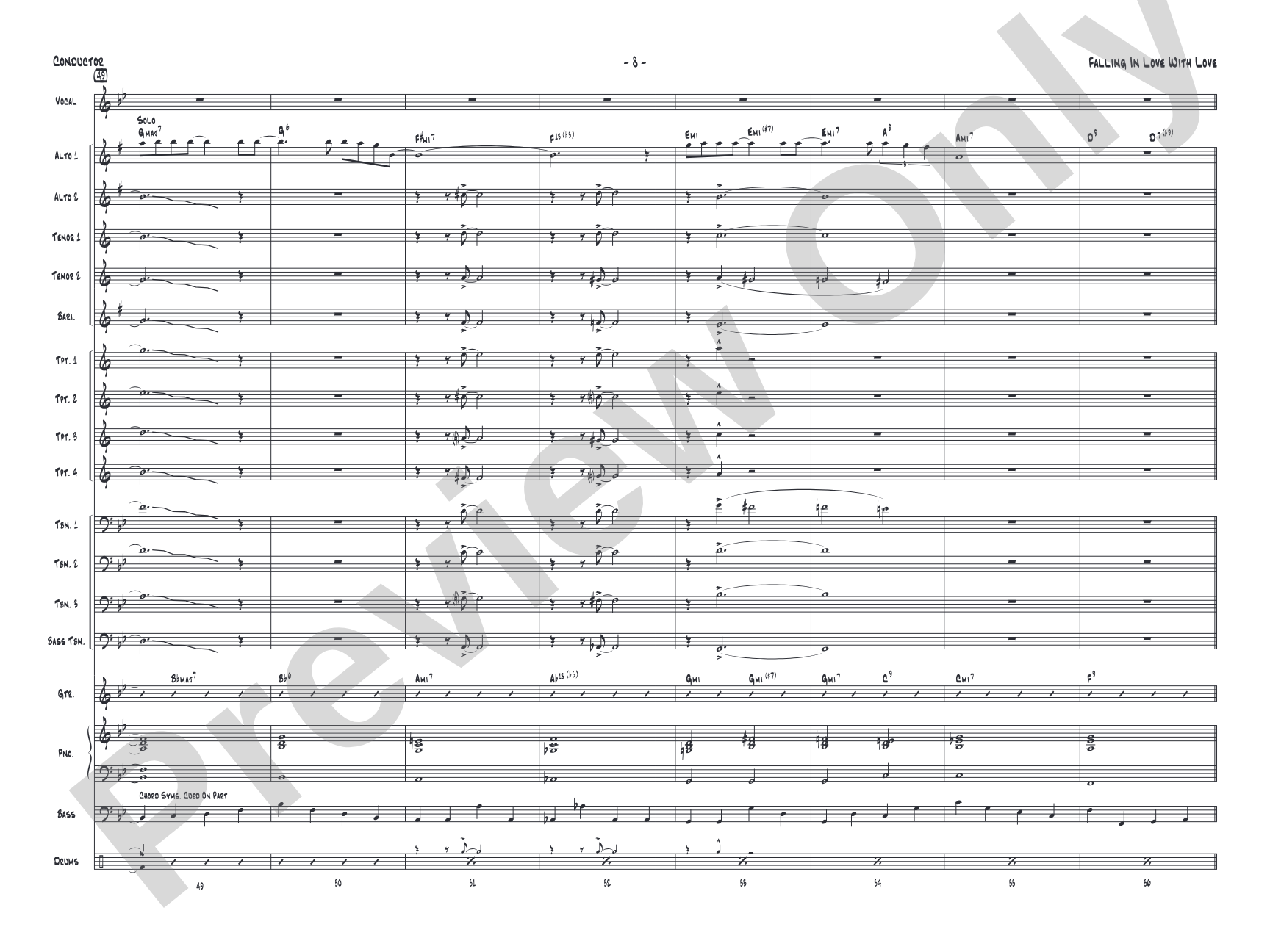 Falling in Love with Love: Vocal Solo with Jazz Ensemble Conductor Score & Parts