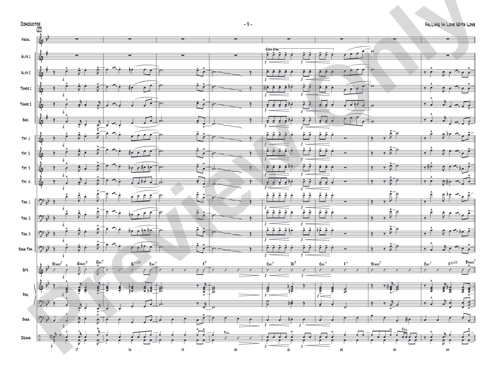 Falling in Love with Love: Vocal Solo with Jazz Ensemble Conductor Score & Parts