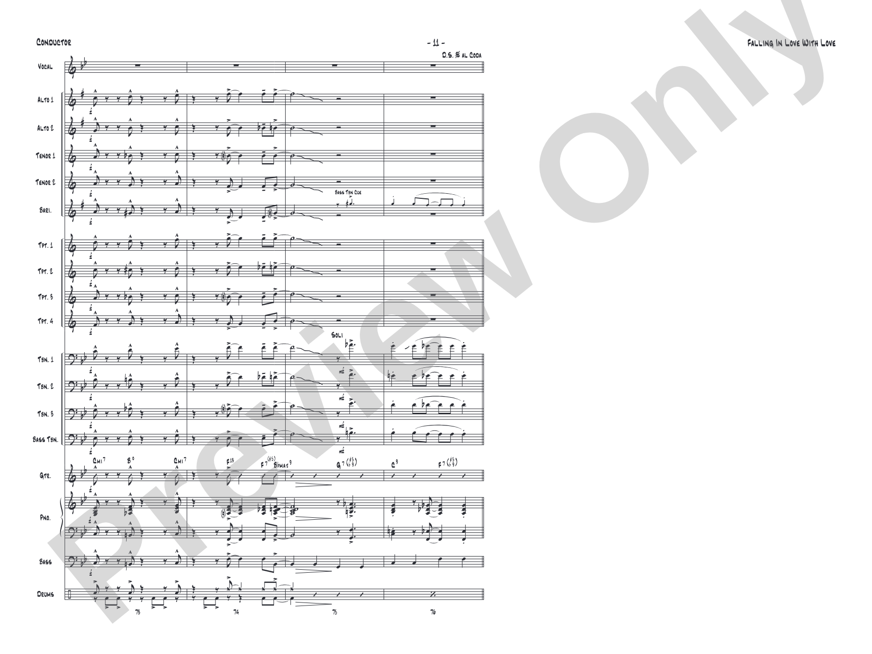Falling in Love with Love: Vocal Solo with Jazz Ensemble Conductor Score & Parts