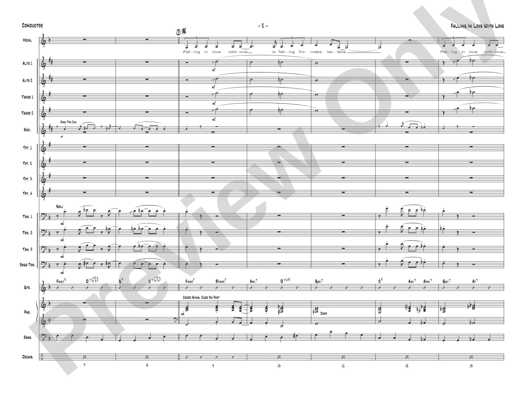 Falling in Love with Love: Vocal Solo with Jazz Ensemble Conductor Score & Parts