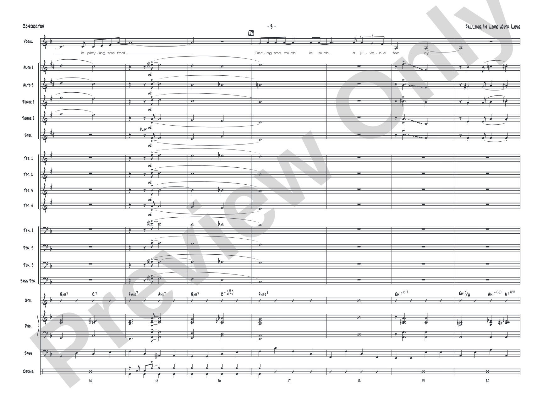 Falling in Love with Love: Vocal Solo with Jazz Ensemble Conductor Score & Parts