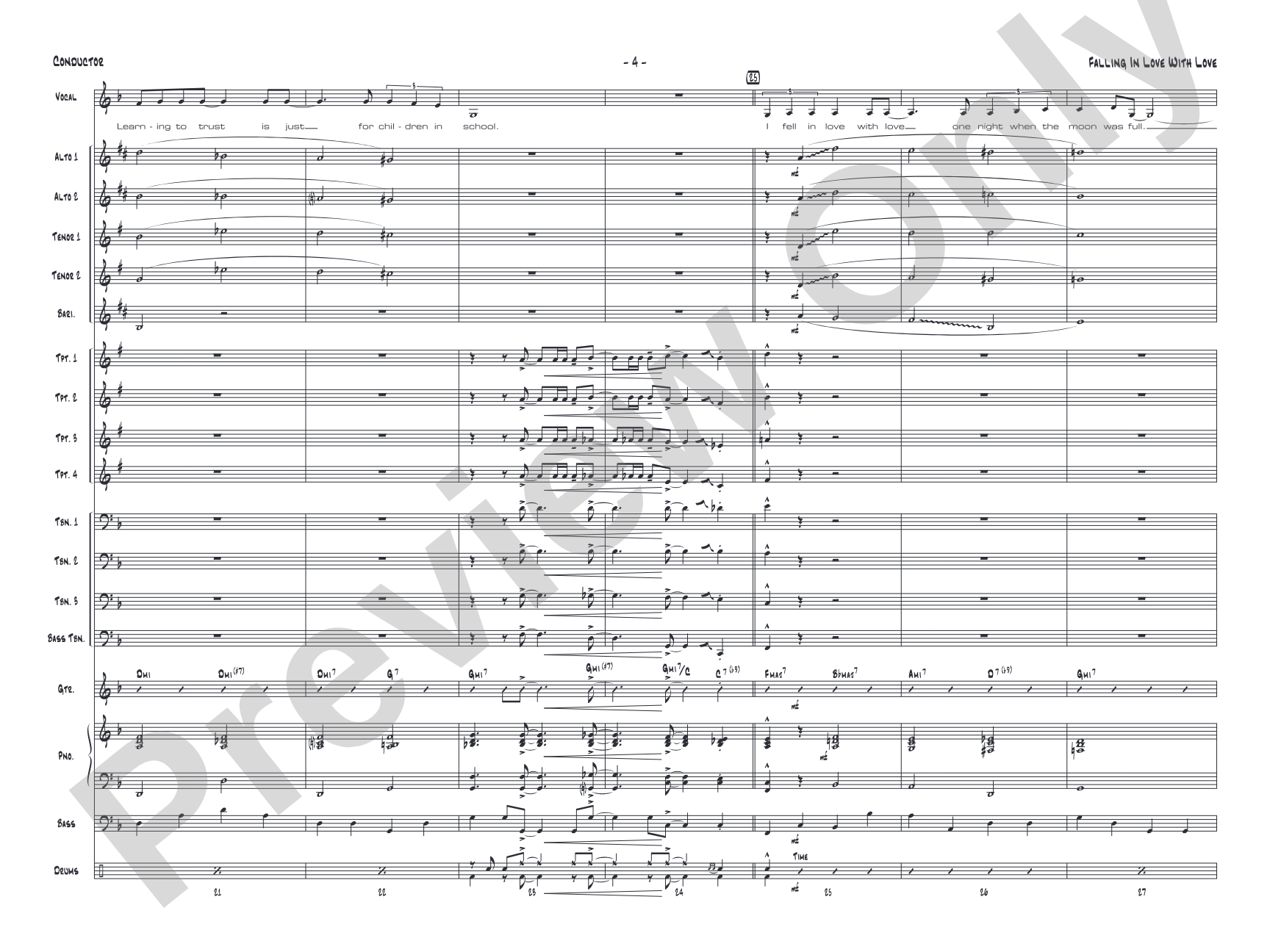 Falling in Love with Love: Vocal Solo with Jazz Ensemble Conductor Score & Parts