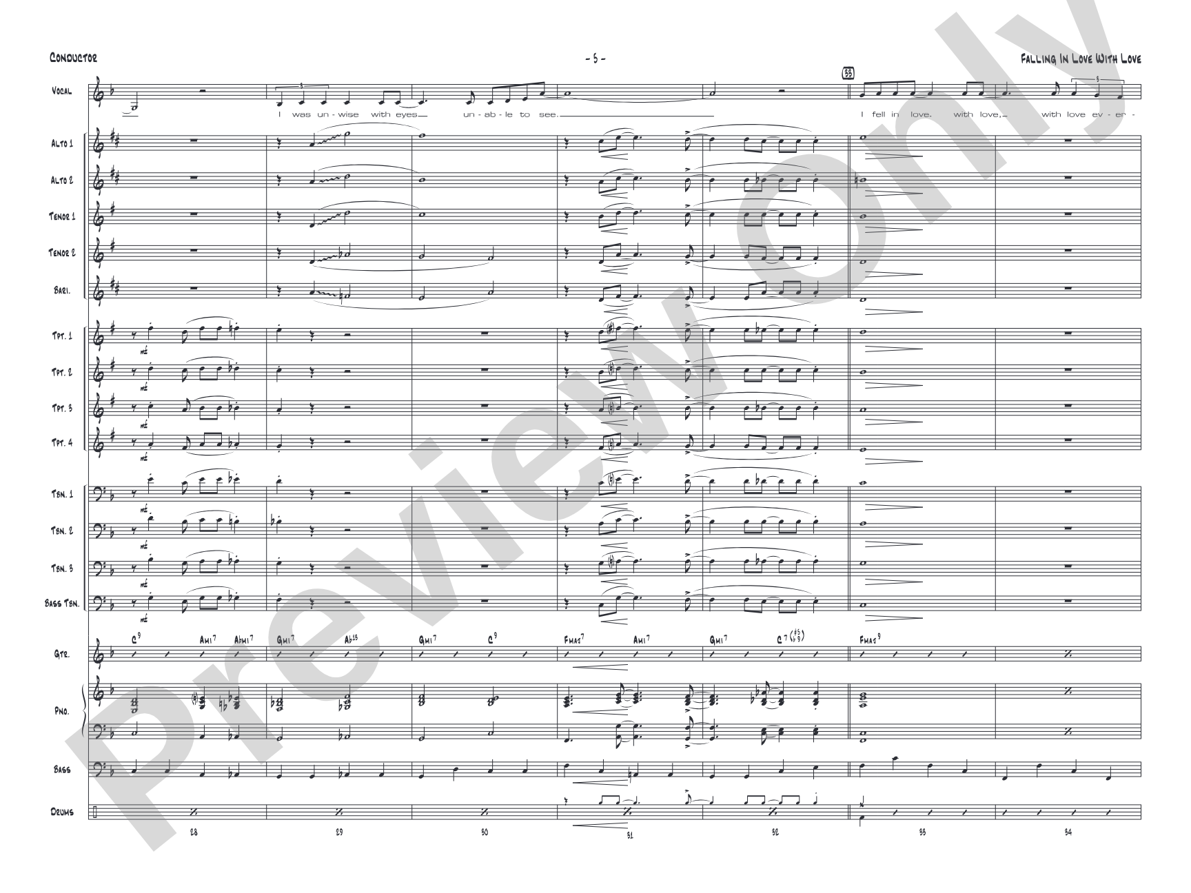 Falling in Love with Love: Vocal Solo with Jazz Ensemble Conductor Score & Parts