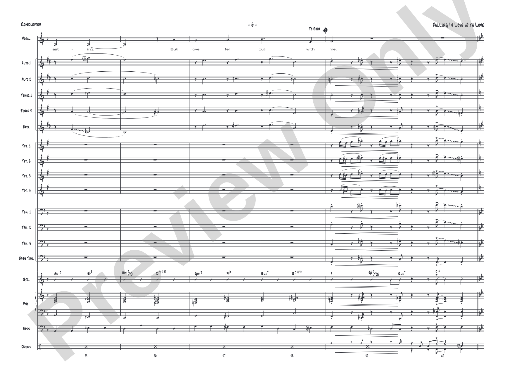 Falling in Love with Love: Vocal Solo with Jazz Ensemble Conductor Score & Parts