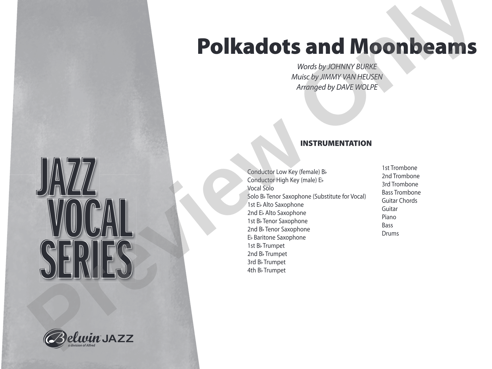 Polkadots and Moonbeams: Vocal Solo with Jazz Ensemble Conductor Score & Parts