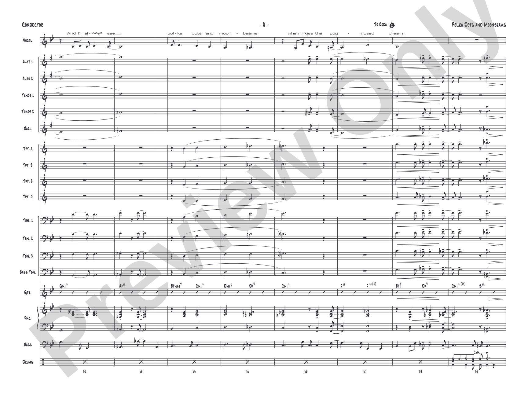 Polkadots and Moonbeams: Vocal Solo with Jazz Ensemble Conductor Score & Parts