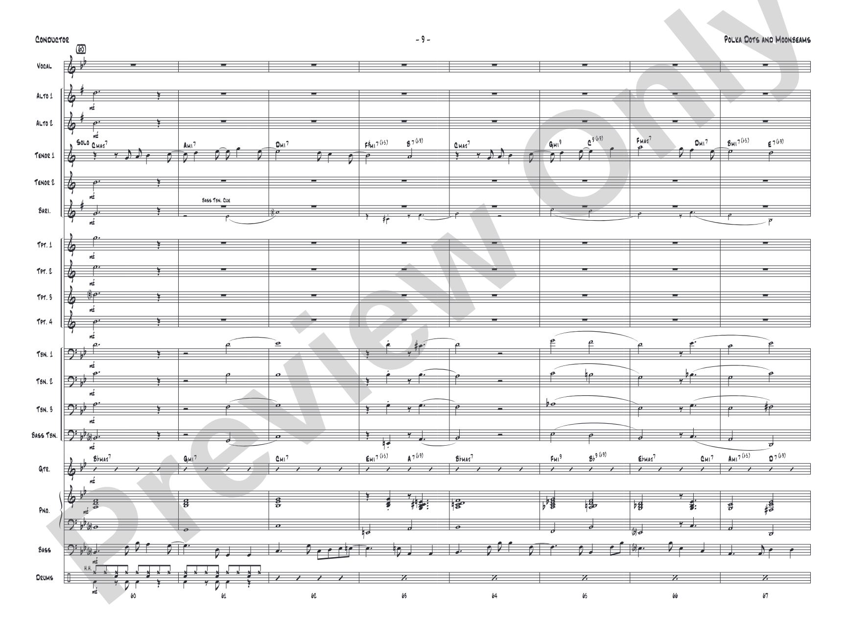 Polkadots and Moonbeams: Vocal Solo with Jazz Ensemble Conductor Score & Parts